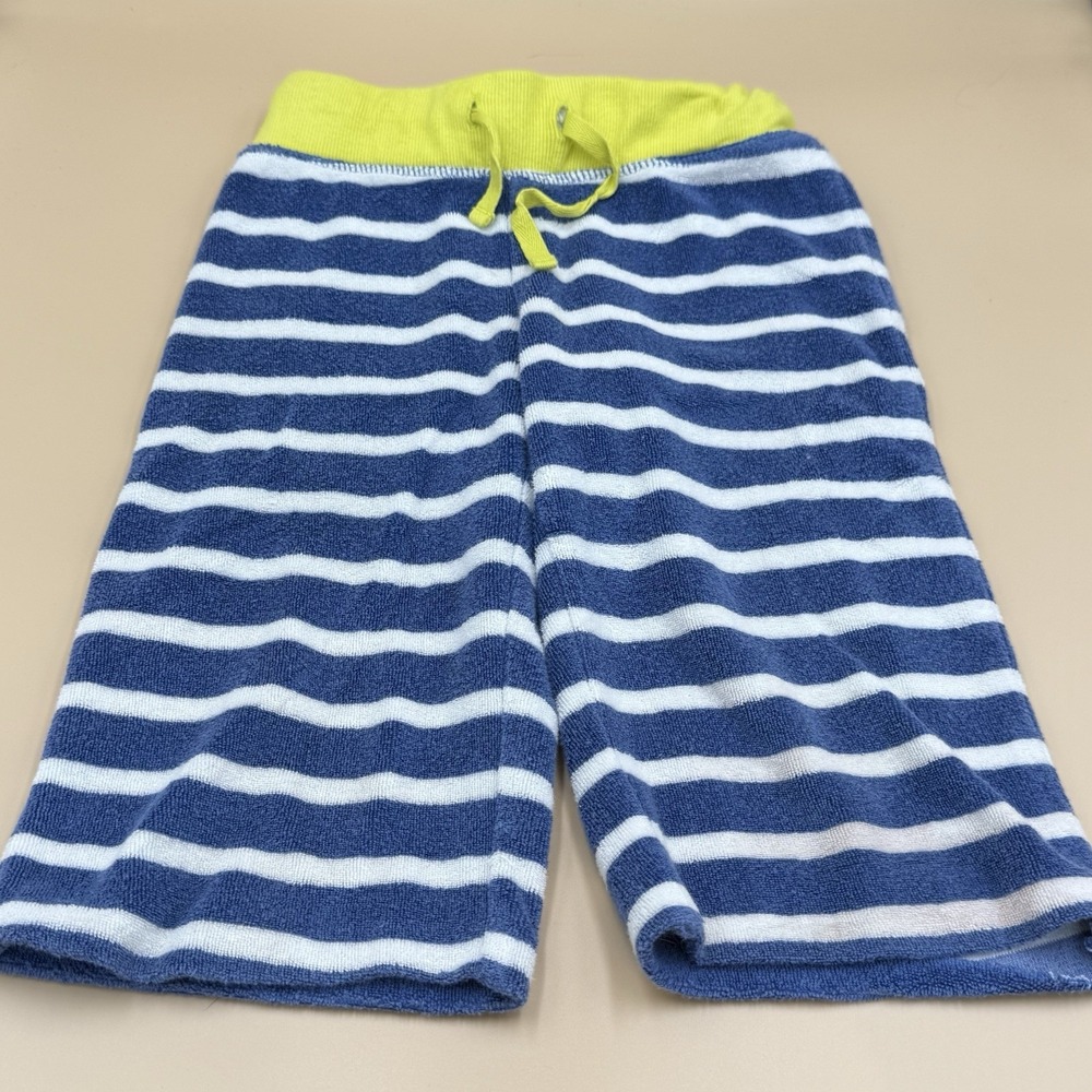 Mini Boden Shorts Boys 6Y Terry Cloth Blue White Stripes Pockets Beach Logo